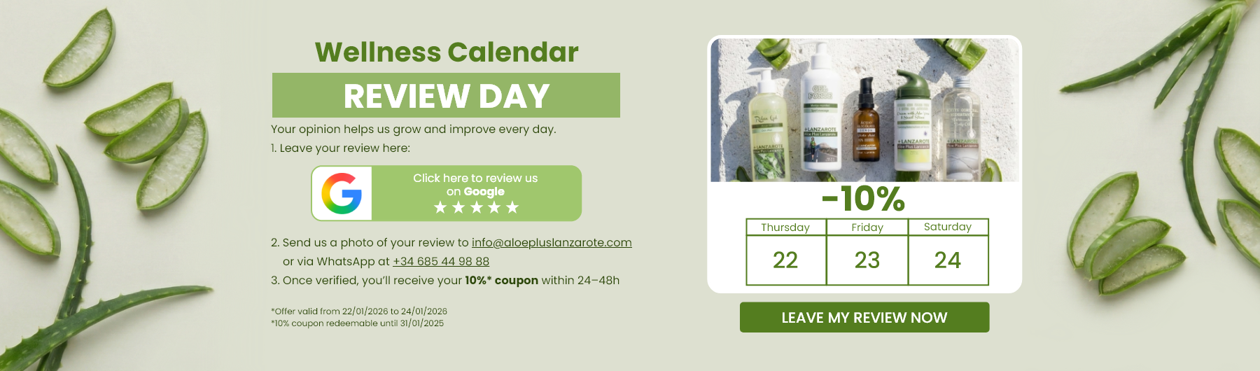 Review Day: Your feedback earns a reward