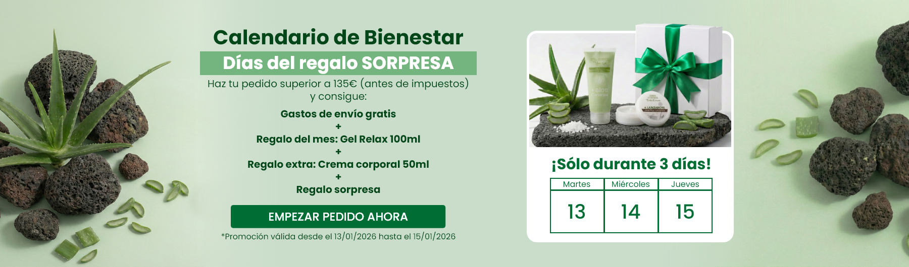  Tu pedido de enero viene con 3 regalos. Sólo por 3 días.