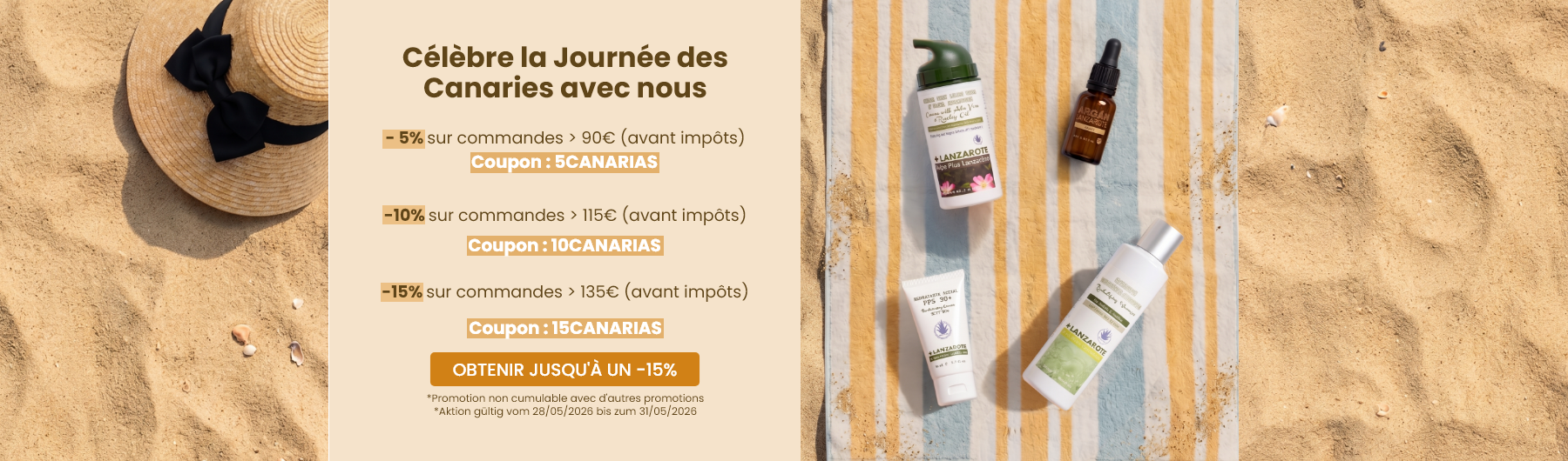 Jusqu'à -15% sur tout le site (seulement quelques jours)