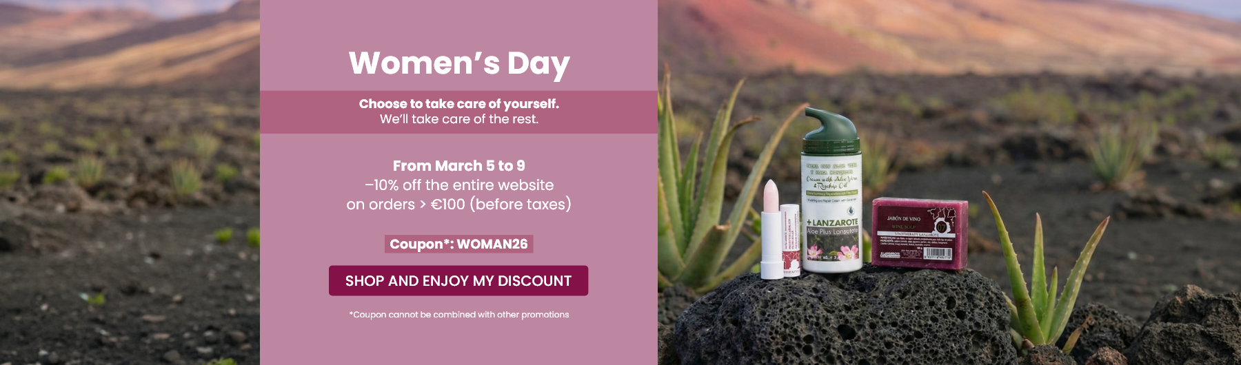 –10% on the entire website on orders over €100.