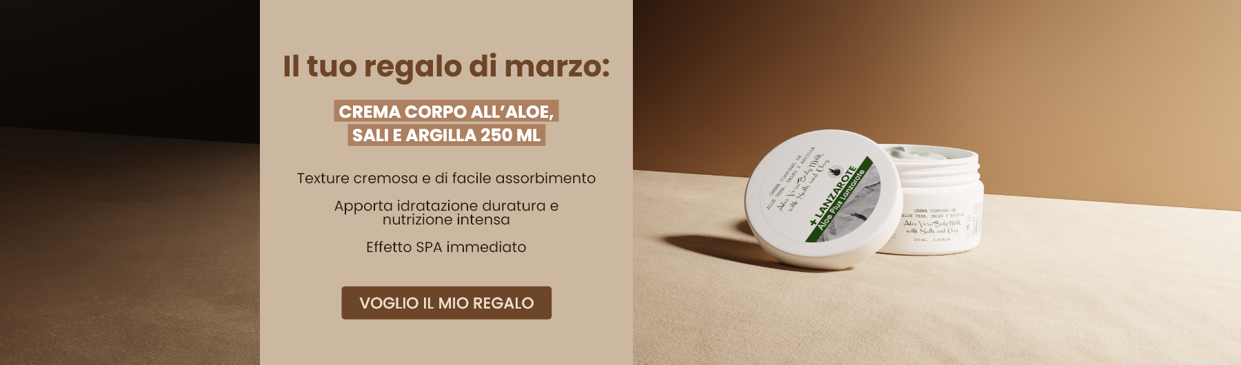 Il tuo regalo di marzo: Crema Corpo all’Aloe, sali e argilla 250 ml