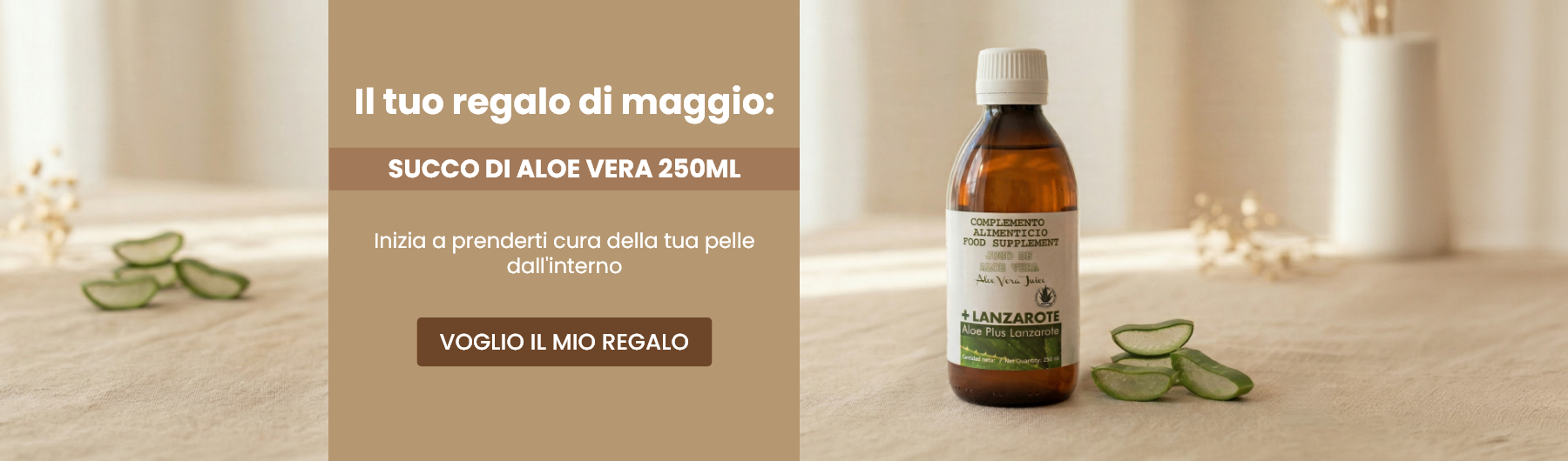 Il tuo regalo di maggio: Succo di aloe vera 250ml