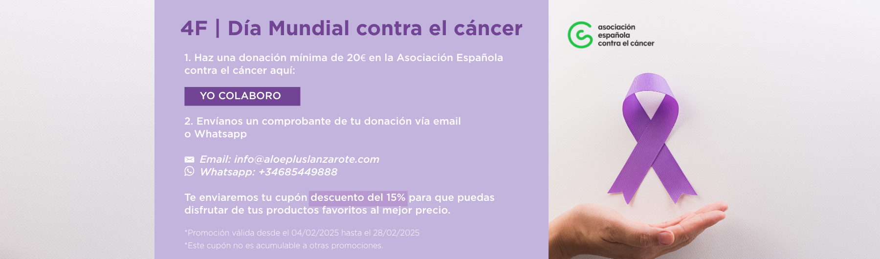 Colabora en febrero y consigue un -15% de DESCUENTO. 