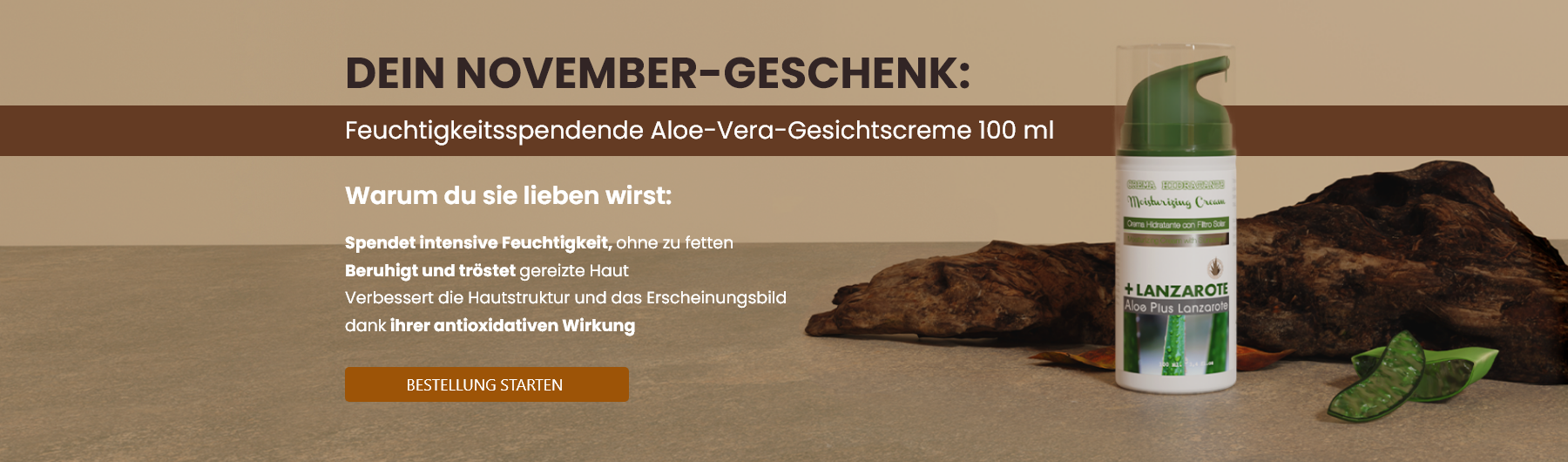 Dein November-Geschenk: Feuchtigkeitsspendende Aloe-Vera-Gesichtscreme 100 ml
